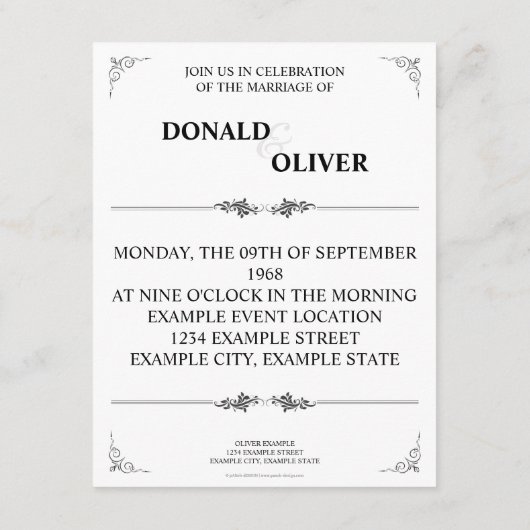 Hände eines homosexuellen Ehepaares mit Rings Begleitkarte (Rückseite)