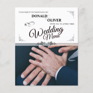 Hände eines schwulen Hochzeitspaares mit Ringen