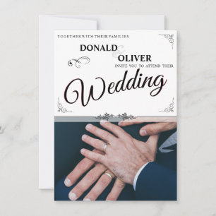 Hände eines schwulen Hochzeitspaares mit Ringen