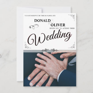 Hände eines schwulen Hochzeitspaares mit Ringen