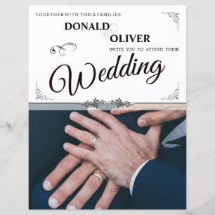 Hände eines schwulen Hochzeitspaares mit Ringen