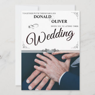 Hände eines schwulen Hochzeitspaares mit Ringen