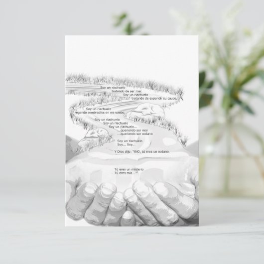 Hände, Fluss, Spanisches Gebet Dankeskarte (Stehend Vorderseite)