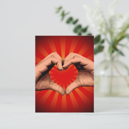 Hände Form Herz Postkarte (Stehend Vorderseite)