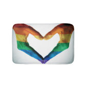 Hände gemalt als Regenbogen-Herz Badematte (Vorderseite)