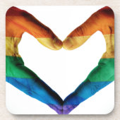 Hände gemalt als Regenbogen-Herz Untersetzer (Vorderseite)