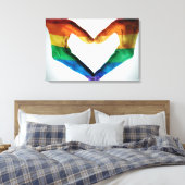 Hände gemalt als Regenbogenherz Leinwanddruck (Insitu (Schlafzimmer))