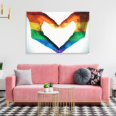Hände gemalt als Regenbogenherz Leinwanddruck (Insitu (Wohnzimmer))