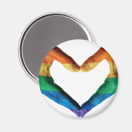 Hände gemalt als Regenbogenherz Magnet (Vorderseite/Rückseite)