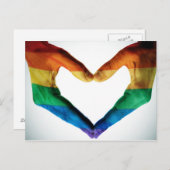 Hände gemalt als Regenbogenherz Postkarte (Vorne/Hinten)