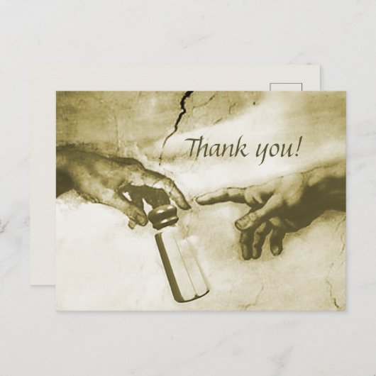 Hände Gottes und Adam Fine Art Parody Vielen Dank Postkarte (Vorne/Hinten)