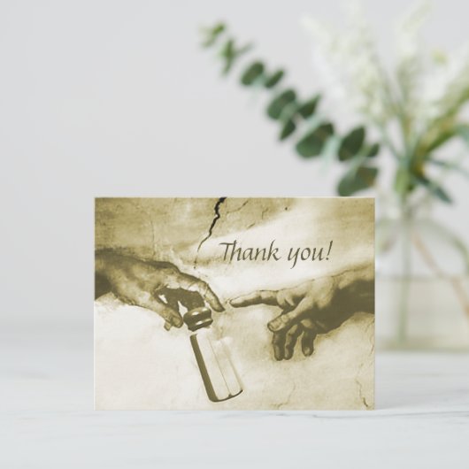 Hände Gottes und Adam Fine Art Parody Vielen Dank Postkarte (Stehend Vorderseite)