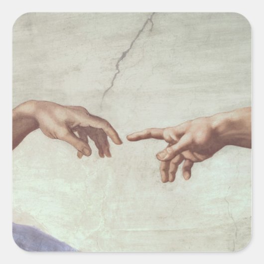 Hände Gottes und Adams Quadratischer Aufkleber (Vorderseite)