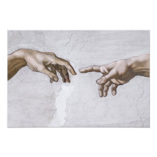 Hände Gottes und Adams von Michelangelo Fotodruck