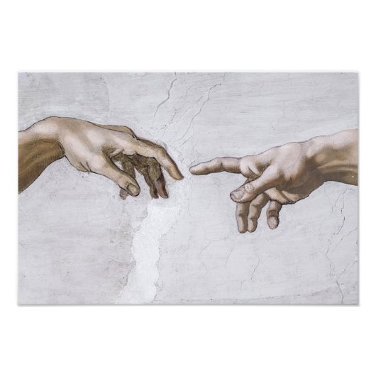 Hände Gottes und Adams von Michelangelo Fotodruck (Vorne)