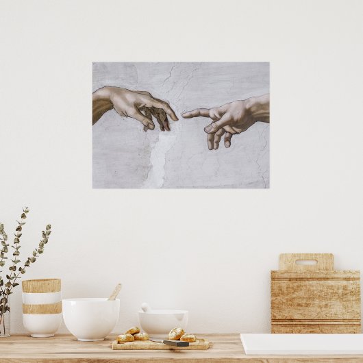 Hände Gottes und Adams von Michelangelo Poster (Küche)