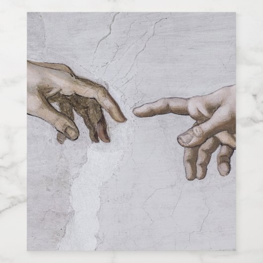 Hände Gottes und Adams von Michelangelo Weinetikett (Einzelnes Label)