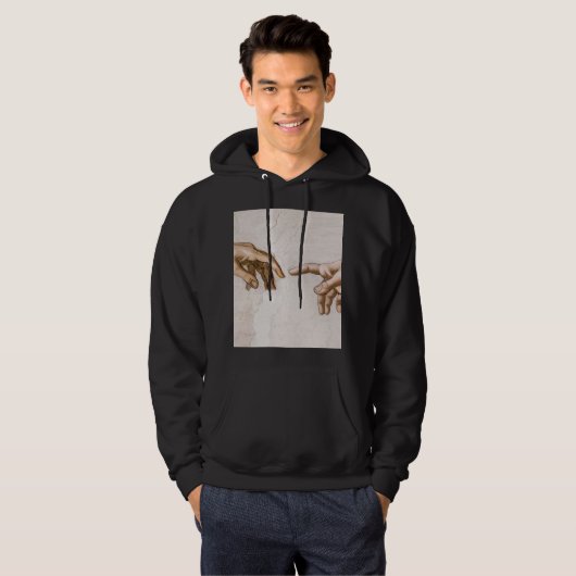 Hände Gottes Vater und Adam von Michelangelo Hoodie (Vorne ganz)