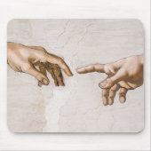 Hände Gottes Vater und Adam von Michelangelo Mousepad (Vorne)