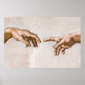 Hände Gottes Vater und Adam von Michelangelo Poster (Vorne)