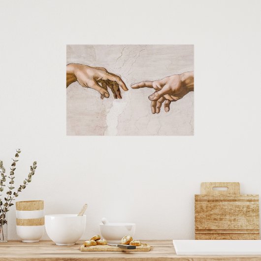 Hände Gottes Vater und Adam von Michelangelo Poster (Küche)