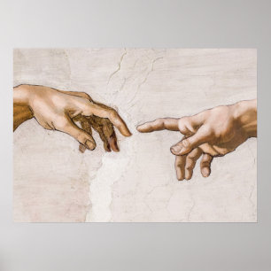 Hände Gottes Vater und Adam von Michelangelo Poster