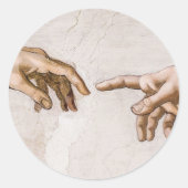 Hände Gottes Vater und Adam von Michelangelo Runder Aufkleber (Vorderseite)