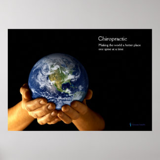 Hände halten Chiropraktisches Plakat der Erde