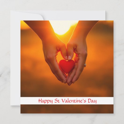 Hände halten Herzwärme Bokeh Valentine Feiertagskarte (Vorderseite)