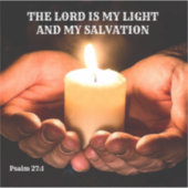 Hände halten Leuchtende Kerze mit Bibelbotschaft Aufkleber (Vorderseite)