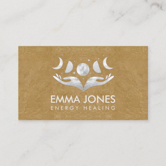 Hände heilen - Monde - Mutter von Perle und Silber Visitenkarte (Vorderseite)