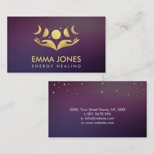 Hände heilen - Monde - Pastellgold Visitenkarte (Vorne/Hinten)