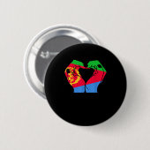 Hände Herz mit eritreischer Flagge Button (Vorne & Hinten)