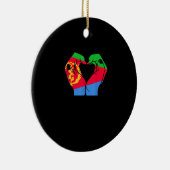 Hände Herz mit eritreischer Flagge Keramik Ornament (Rechts)