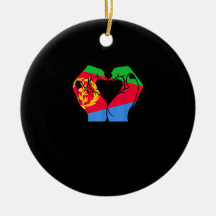Hände Herz mit eritreischer Flagge Keramik Ornament