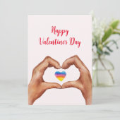 Hände HerzValentinstag Feiertagskarte (Stehend Vorderseite)