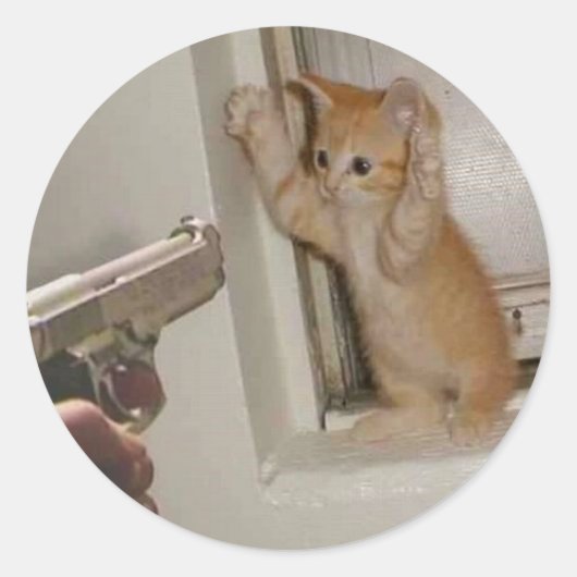 Hände hoch! runder aufkleber (Vorderseite)