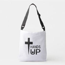 Hände hoch tragetaschen mit langen trägern