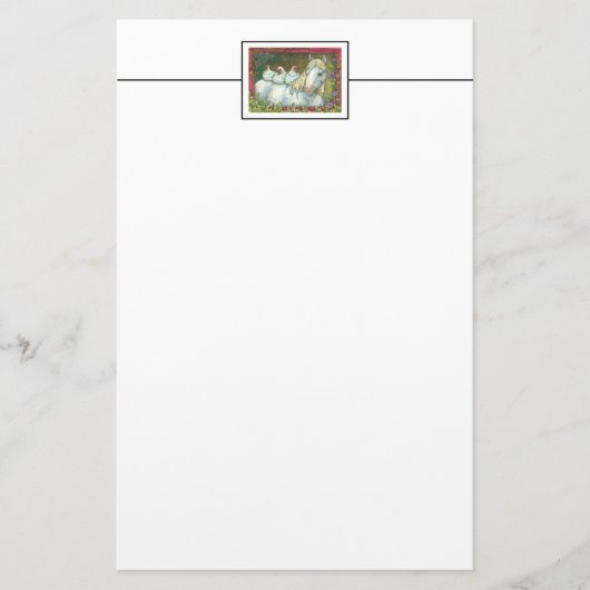 HÄNDE IM STABILEN, PFERD & CHICKENS STATIONERY BRIEFPAPIER (Vorderseite)