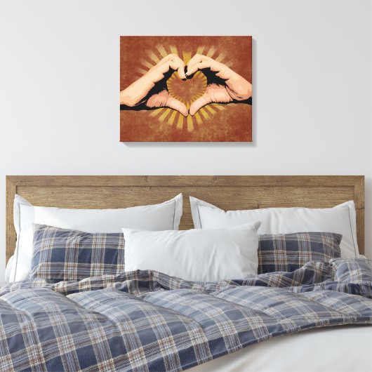 Hände in der Form eines Herzens, Liebe-Design Leinwanddruck (Insitu (Schlafzimmer))