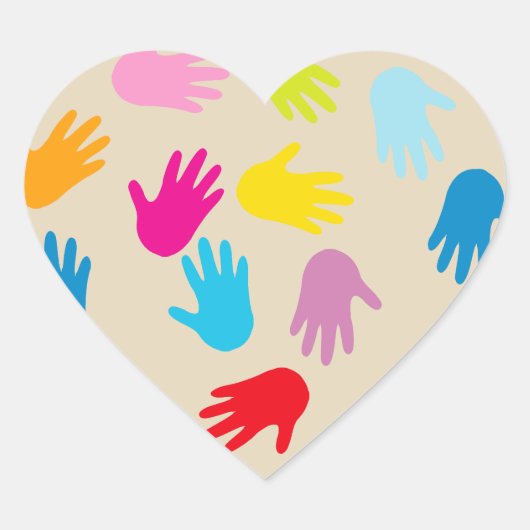 Hände in der ganzen Welt Herz-Aufkleber (Vorderseite)