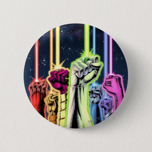 Hände in der Luft mit Ringen - Farbe Button (Vorderseite)