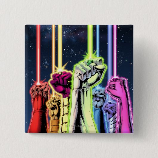 Hände in der Luft mit Ringen - Farbe Button (Vorderseite)