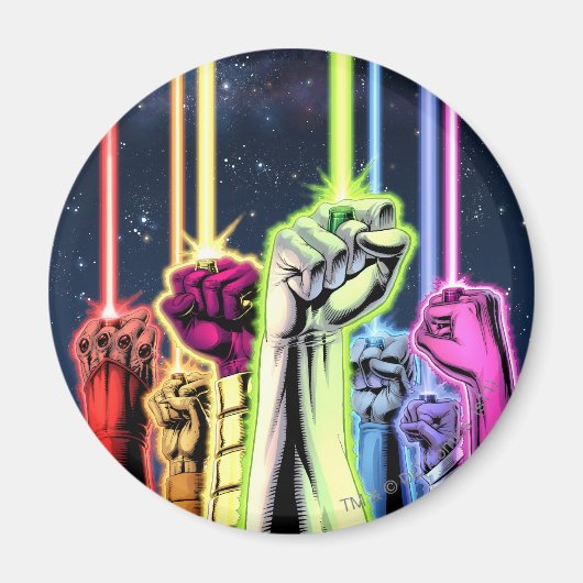 Hände in der Luft mit Ringen - Farbe Magnet (Vorne)