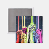 Hände in der Luft mit Ringen - Farbe Magnet (Vorderseite/Rückseite)