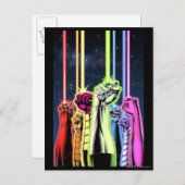 Hände in der Luft mit Ringen - Farbe Postkarte (Vorne/Hinten)