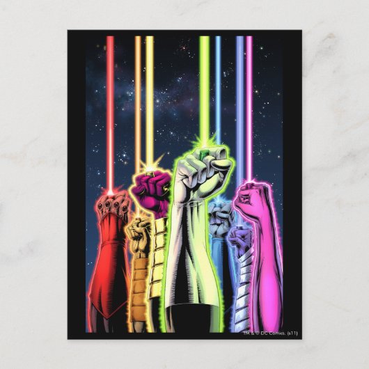 Hände in der Luft mit Ringen - Farbe Postkarte (Vorderseite)