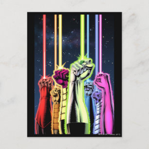 Hände in der Luft mit Ringen - Farbe Postkarte