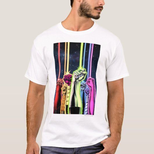 Hände in der Luft mit Ringen - Farbe T-Shirt (Vorderseite)