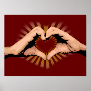 Hände in Herzform, Liebesdesign Poster